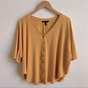 SOLD FOREVER 21 Yellow Striped Flowy Oversized Top Sz L